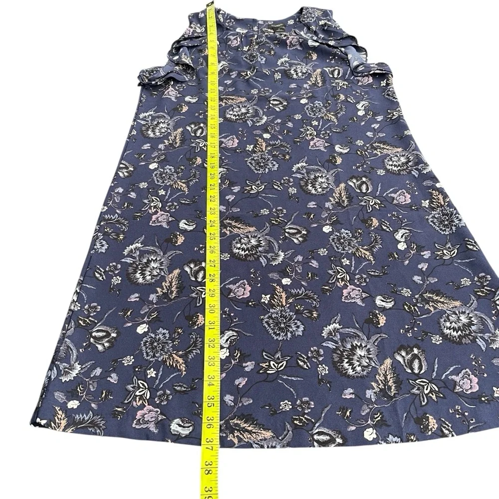 Ann Taylor Factory Blue Floral Cap Ruffle Shift Dress (10) - Picture 9 of 11